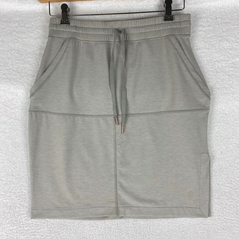 INDYGENA Skirt‎ Womens Size Small Grey Tan Active Knee Length Side Slit Pockets